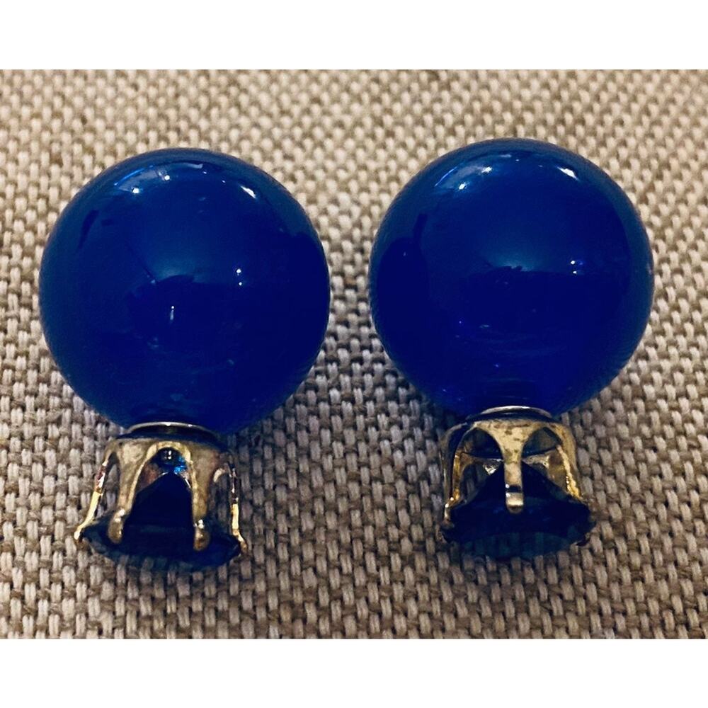 Double Sided Blue Rhinestone Earrings Peek-a-boo